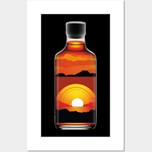 "Glowing Embers: A Bottle Glass Sunset" Posters and Art